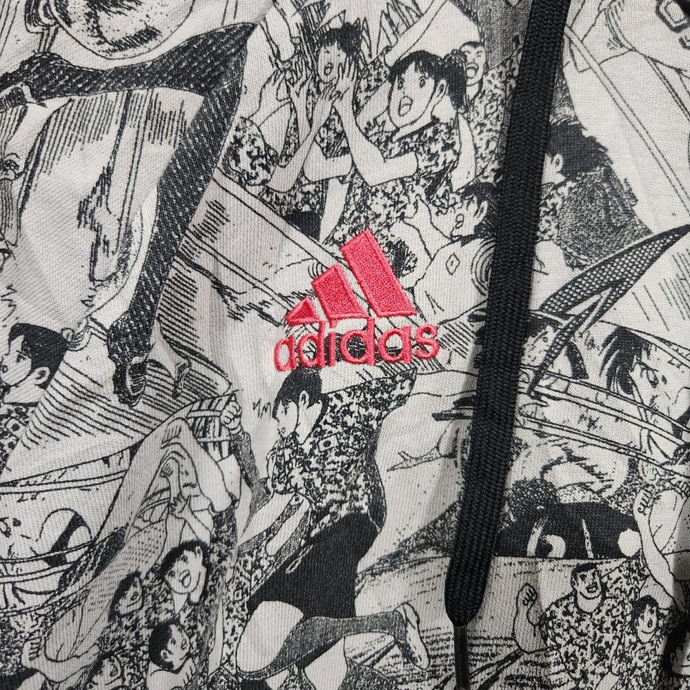 Adidas captain Tsubasa Manga Aop Hoodie Black White Pink Logo Men's Size M - Picture 3 of 9